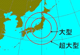 画像：大型と超大型台風のイメージ